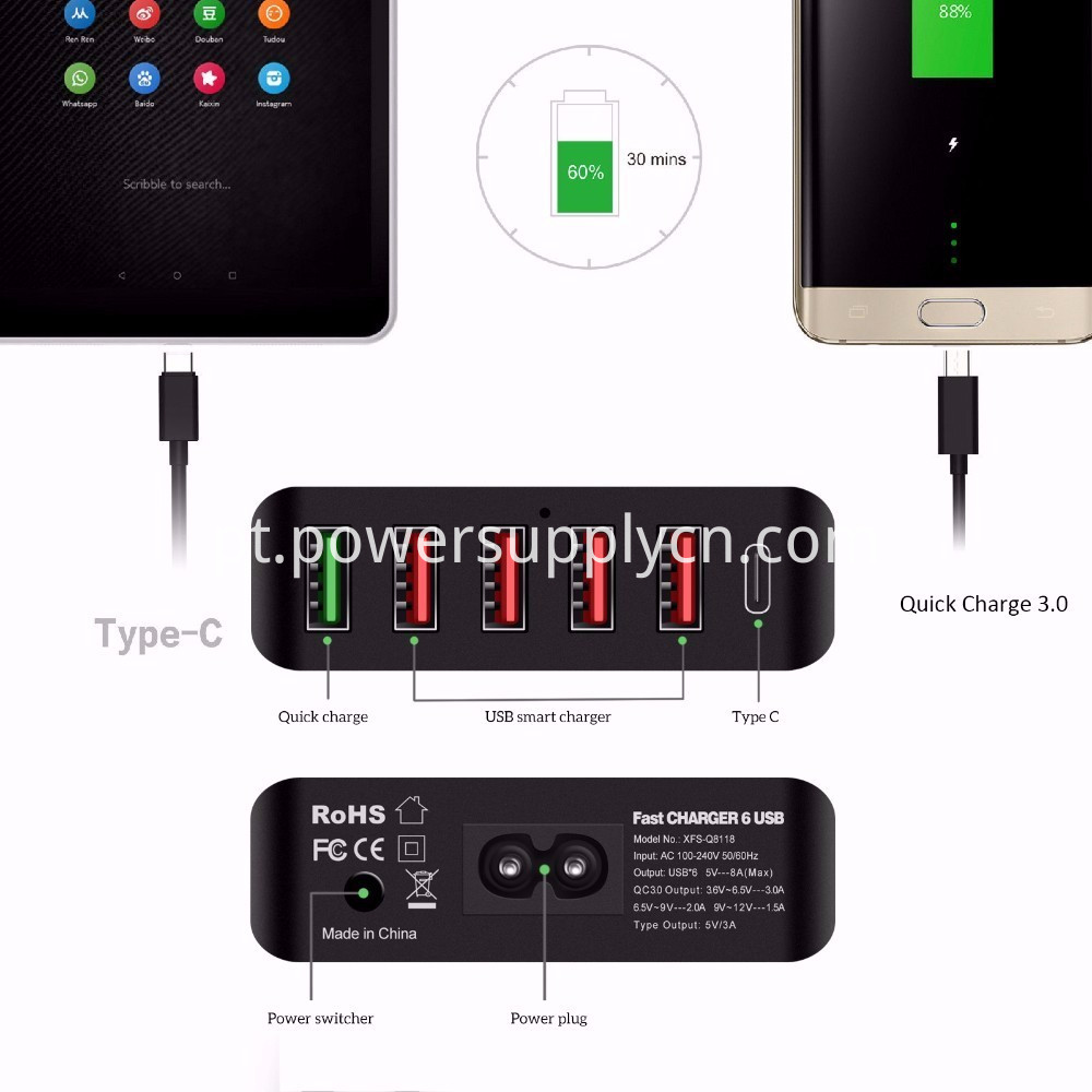 carregador de parede usb 6port usb wall charger 6port